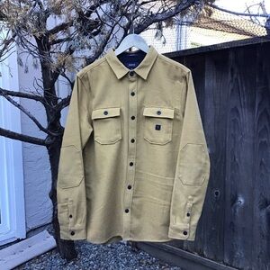 Roark Classic Fit Flannel Shirt Tan Elbow Patch Button Up Outdoor Mens M